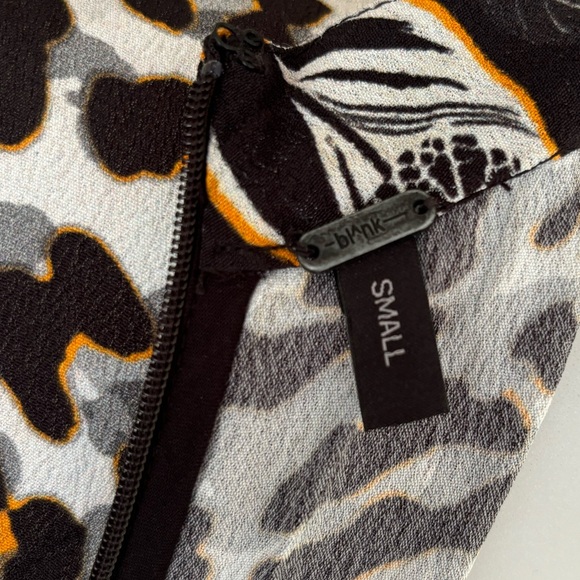 Anthropologie Bl-nk Black White Floral Animal Print Long Sleeve Dress Small - Picture 7 of 7